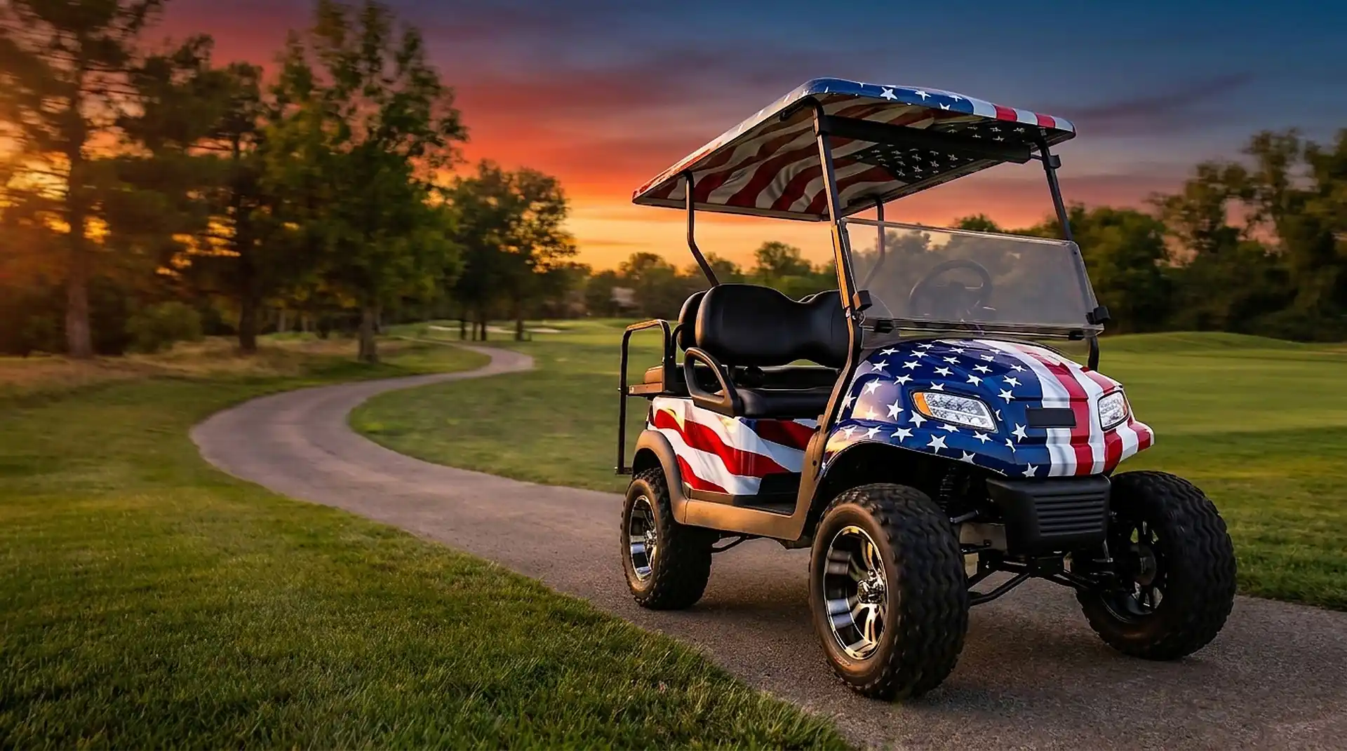 Golf Cart wrapped in the Stars n Stripes design