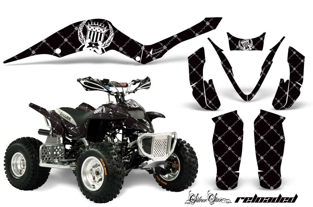 Apex Pro Shark MXR 70 / 90 ATV Graphic Kit - All Years Silver Star - Reloaded Black