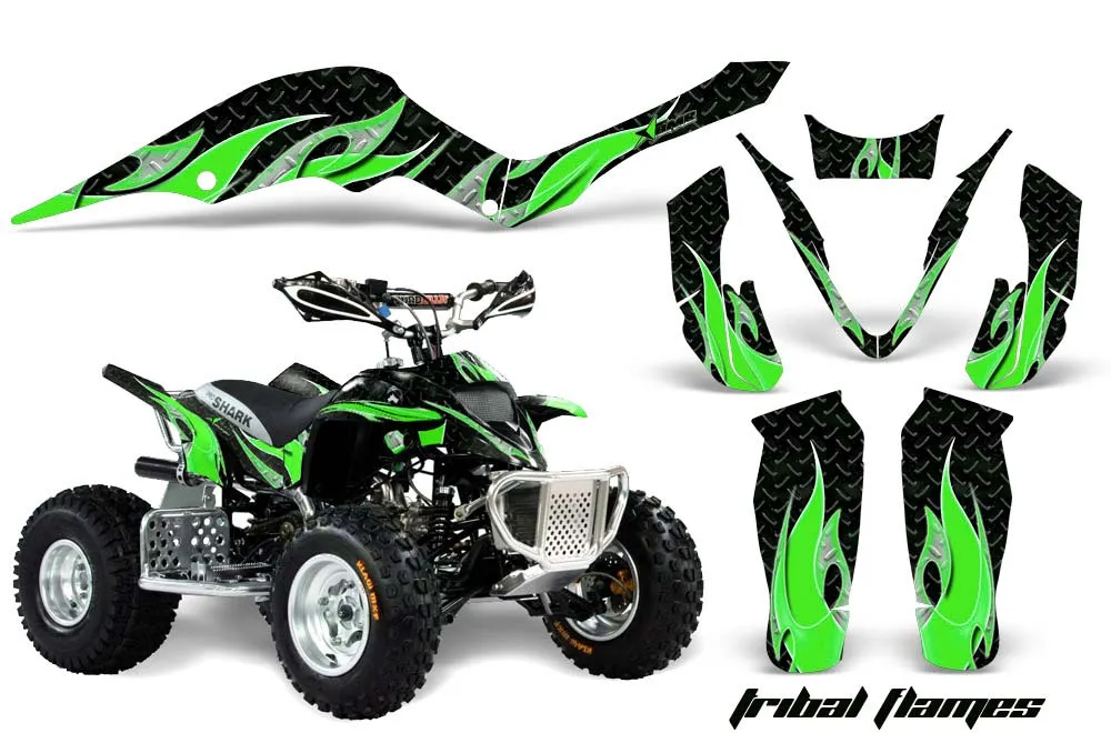 Apex Pro Shark MXR 70 / 90 ATV Graphic Kit - All Years Tribal Flames Green