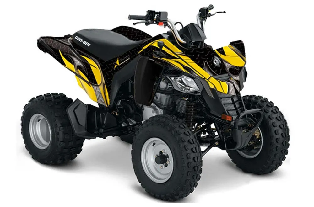 Can Am Bombardier DS250 ATV Graphic Kit - 2006-2021 Tribal Flames Yellow