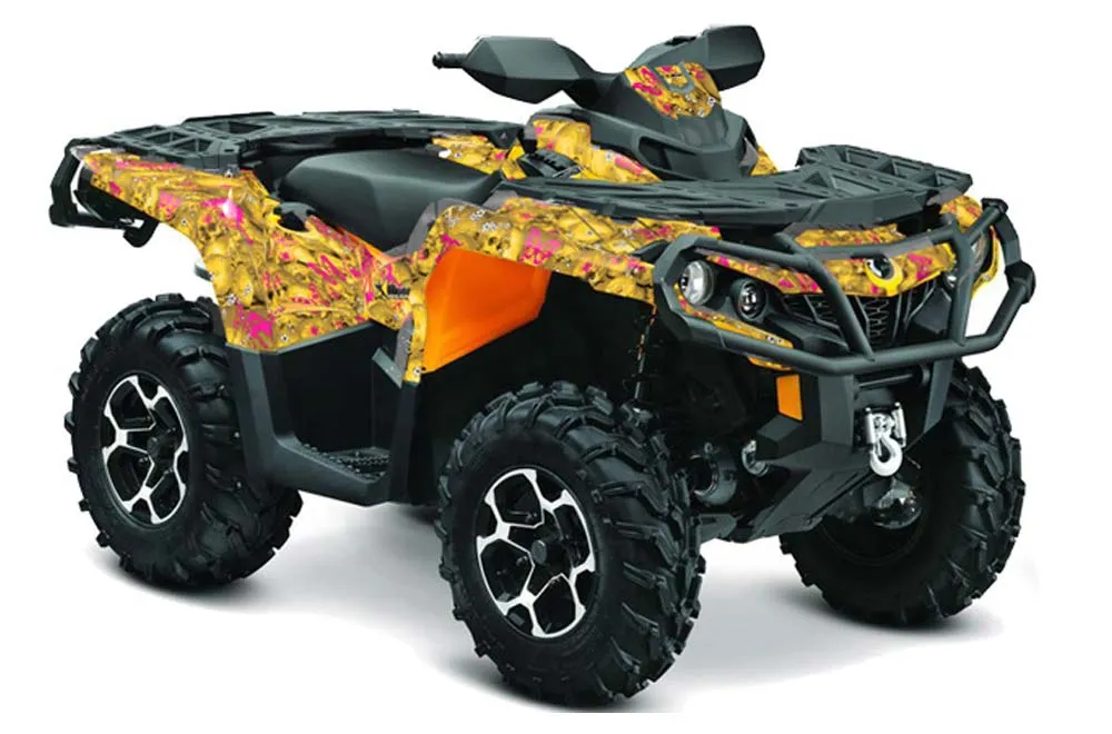 Can Am Outlander 500 / 650 / 800 / 800R / 1000 XT-P ATV Graphic Kit - 2013-2016 Butterfly Pink