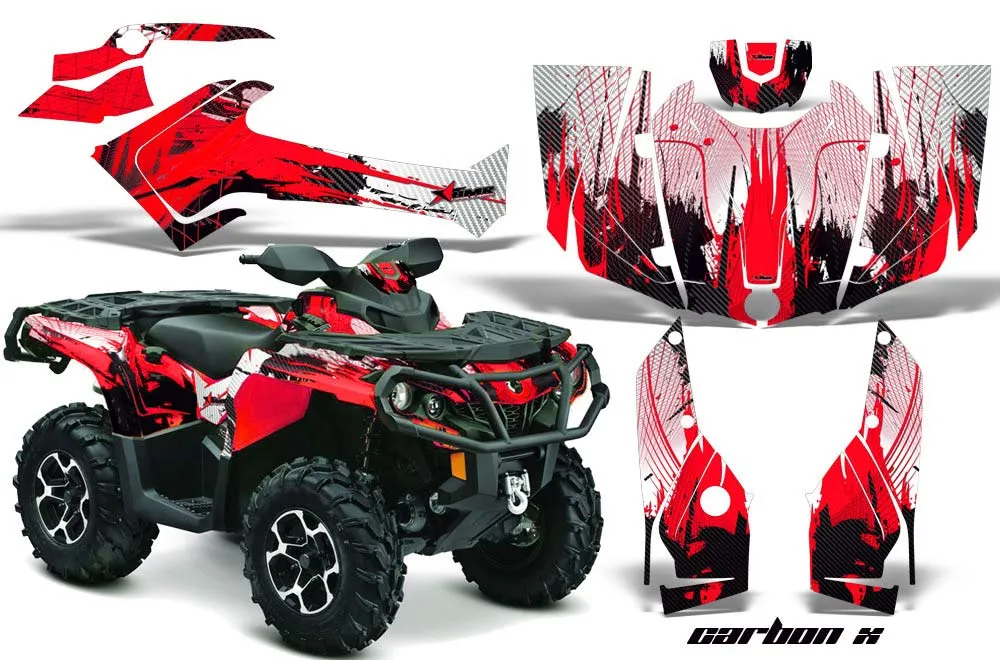 Can Am Outlander 500 / 650 / 800 / 800R / 1000 XT-P ATV Graphic Kit - 2013-2016 Carbon X Red