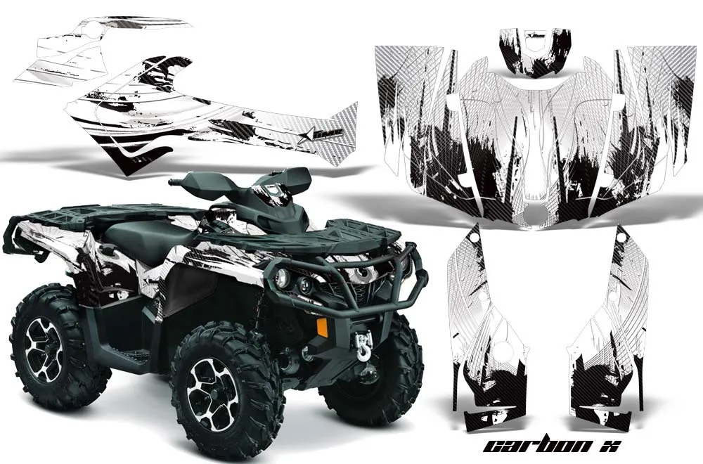 Can Am Outlander 500 / 650 / 800 / 800R / 1000 XT-P ATV Graphic Kit - 2013-2016 Carbon X White
