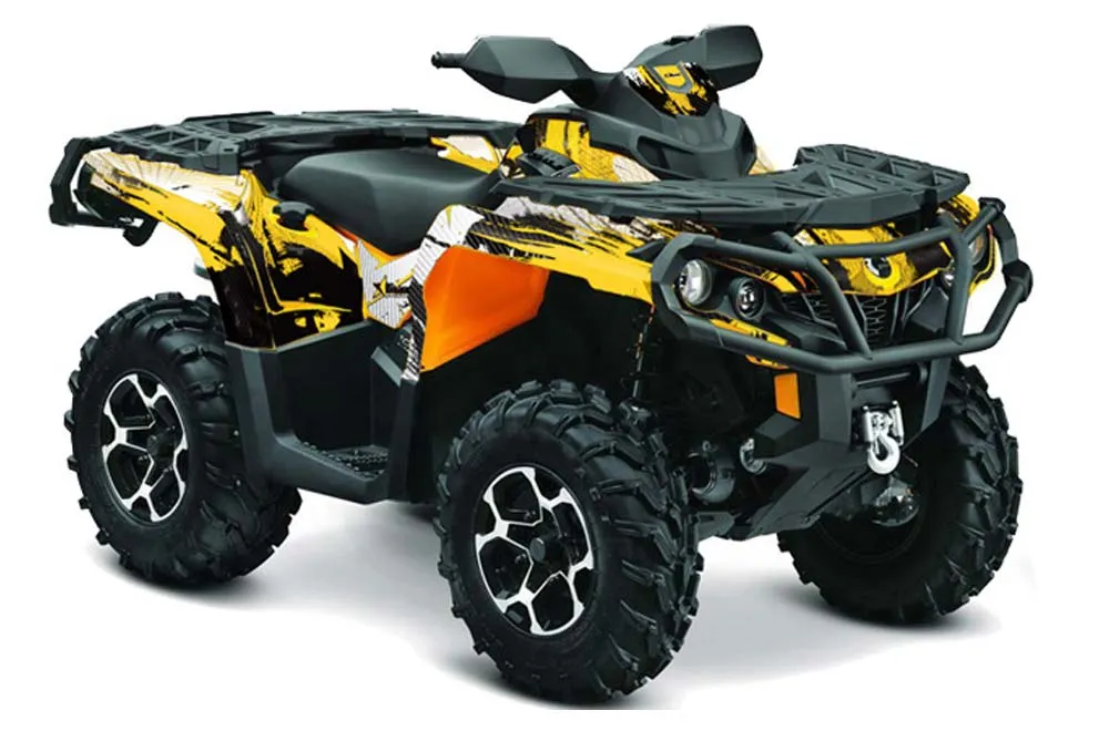 Can Am Outlander 500 / 650 / 800 / 800R / 1000 XT-P ATV Graphic Kit - 2013-2016 Carbon X Yellow