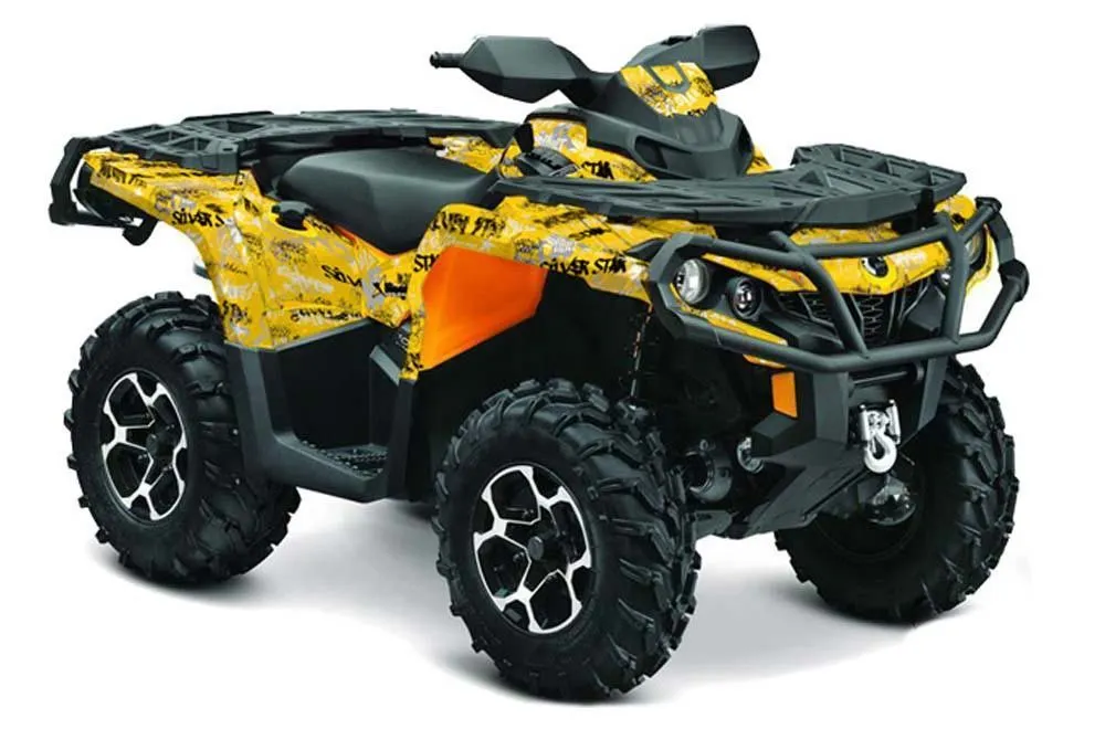 Can Am Outlander 500 / 650 / 800 / 800R / 1000 XT-P ATV Graphic Kit - 2013-2016 Silver Star - -Silverhaze Yellow