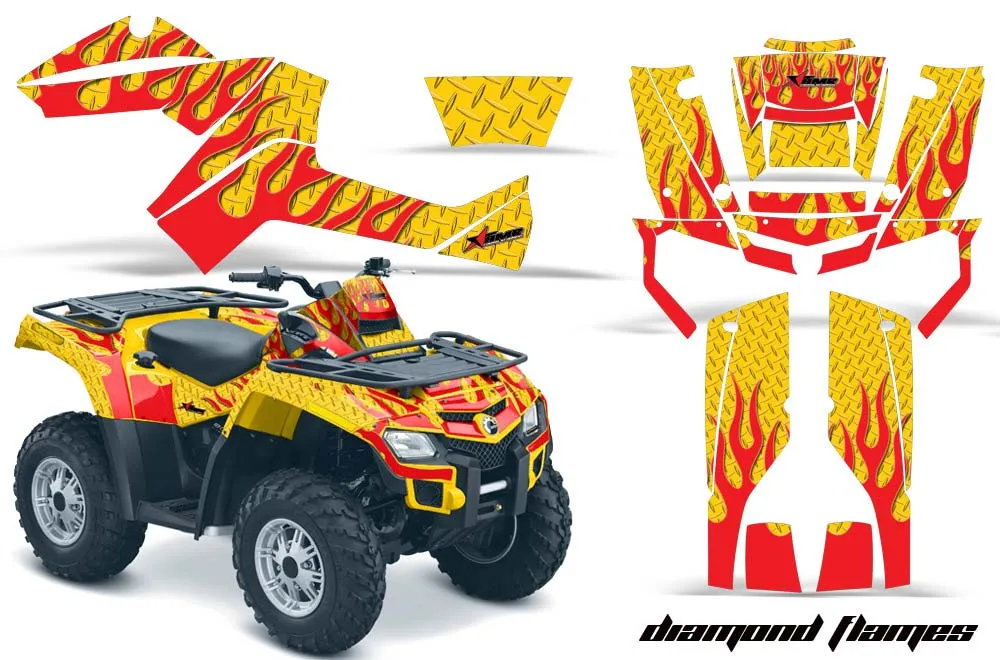 Can Am Outlander EFI 500 / 650 ATV Graphic Kit - 2012-2015 Diamond Flames Red