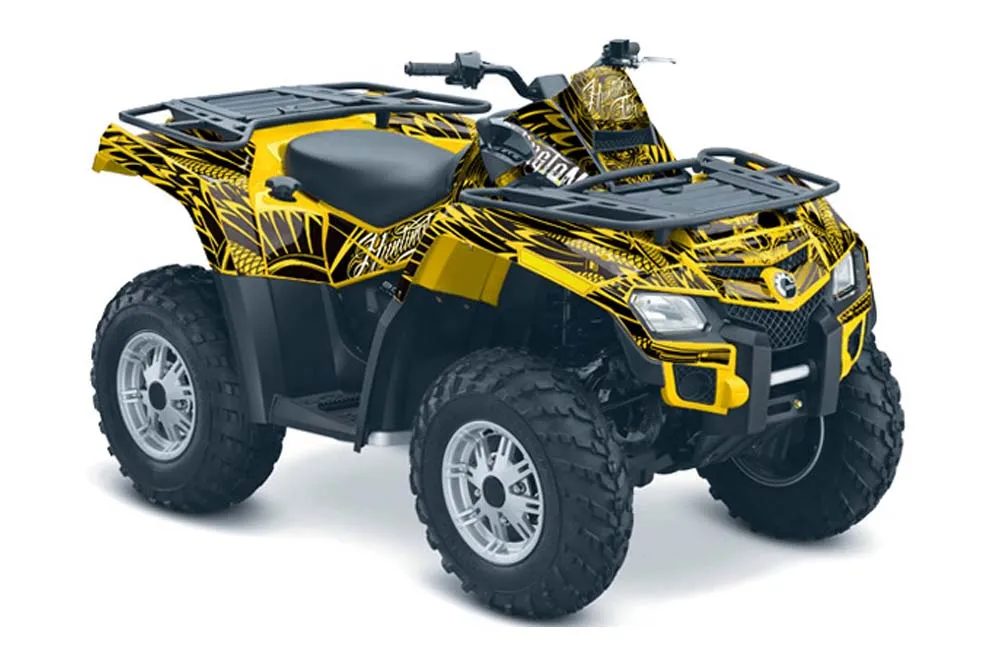 Can Am Outlander EFI 500 / 650 ATV Graphic Kit - 2012-2015 Skulls and Hammers Yellow