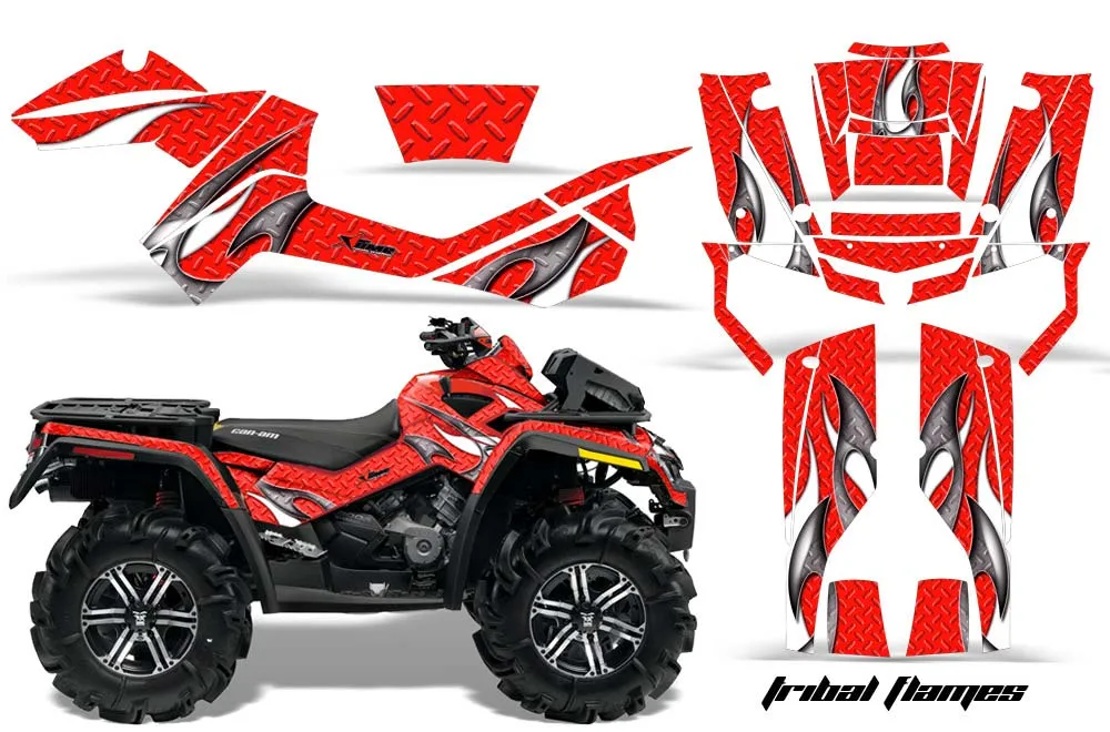 Can Am Outlander XMR 800R ATV Graphic Kit - 2006-2012 Tribal Flames Red