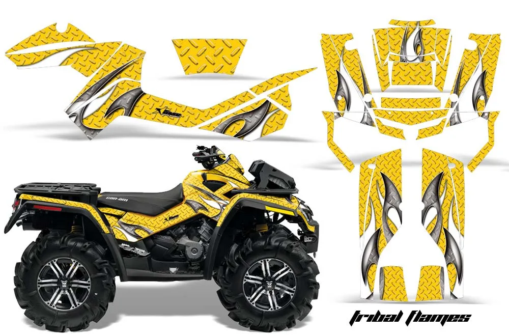 Can Am Outlander XMR 800R ATV Graphic Kit - 2006-2012 Tribal Flames Yellow