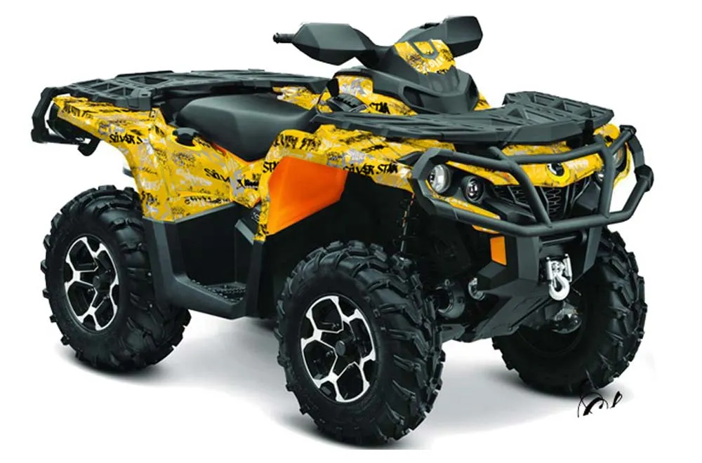 Can Am Outlander XMR / MAX / XT ATV Graphic Kit - 2006-2011 Silver Star - -Silver Haze Yellow