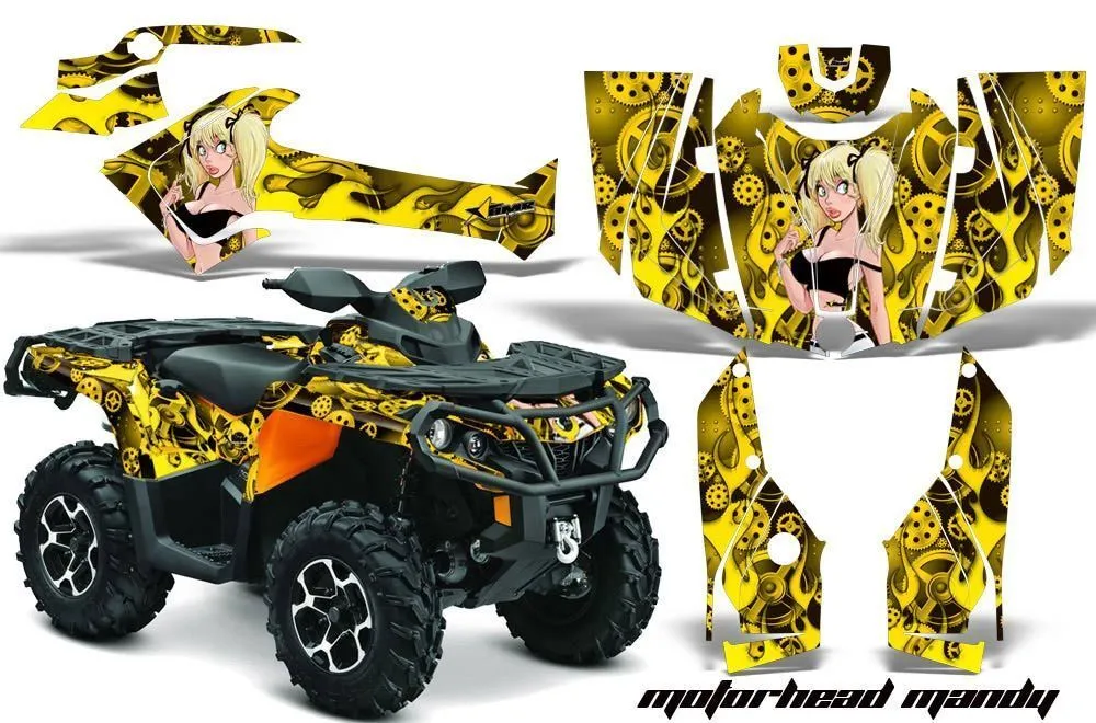 Can Am Outlander XT / DPS / SST ATV Graphic Kit - 2013-2016 Motorhead Mandy Yellow