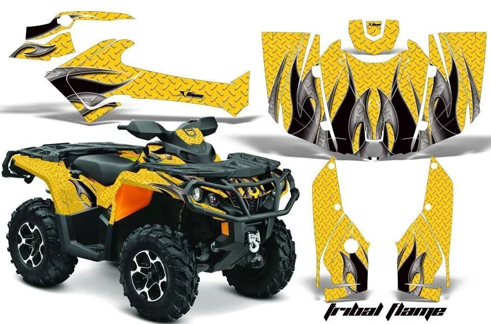 Can Am Outlander XT / DPS / SST ATV Graphic Kit - 2013-2016 Tribal Flame Yellow