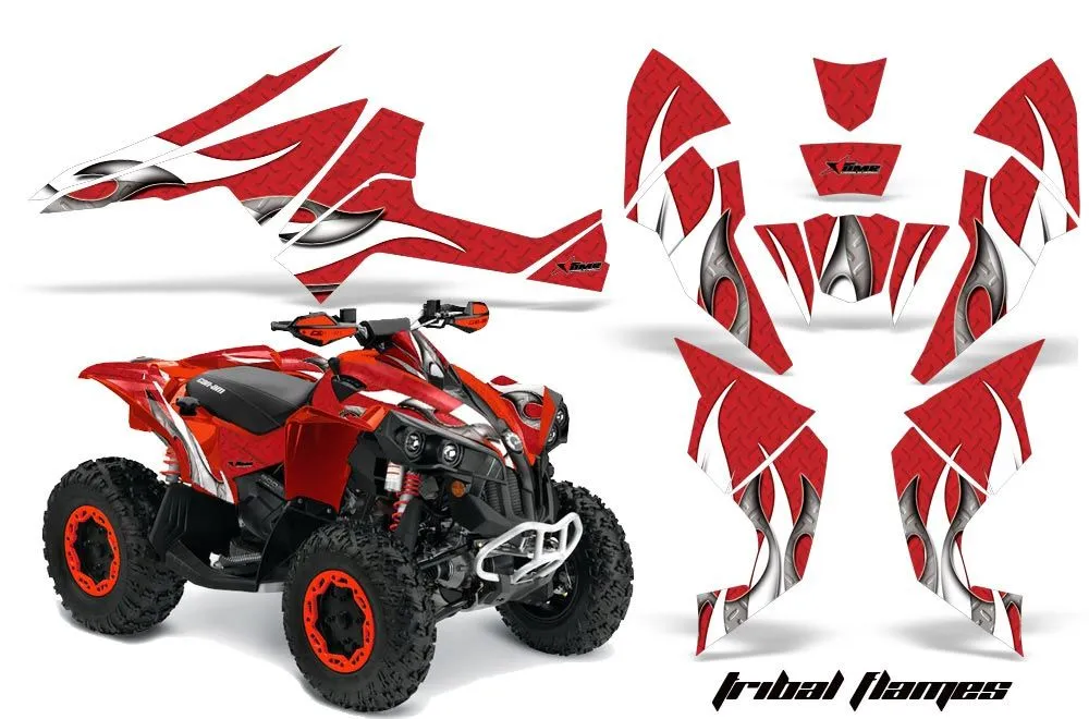 Can Am Renegade 500x/r / 800x/r ATV Graphic Kit - All Years Tribal Flames White