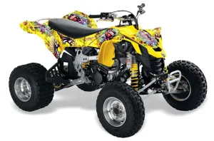 Can Am DS450 / DS450X EFI ATV Graphic Kit - 2008-2016 Ed Hardy - Love Kills Yellow