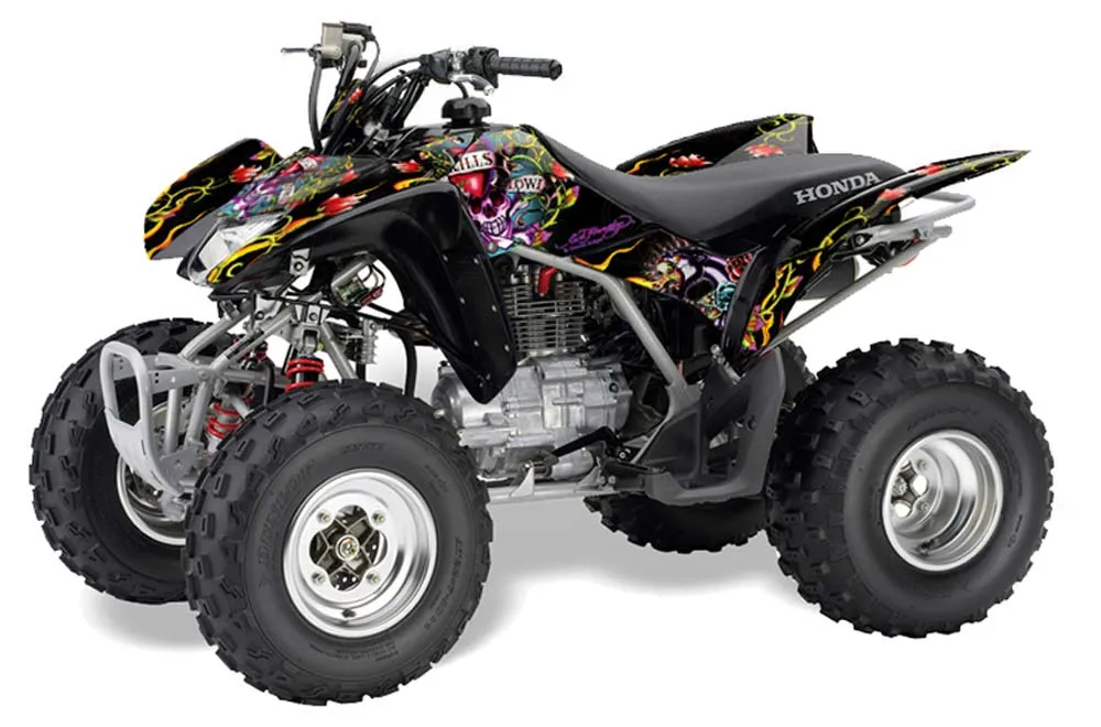 Honda TRX 250EX / 250R / 250X ATV Graphic Kit - 2006-2024 Ed Hardy - Love Kills Red
