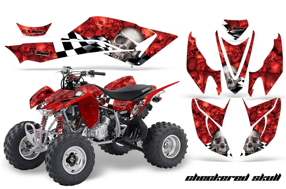 Honda TRX 400 EX ATV Graphic Kit - 2008-2016 Checkered Skull Silver