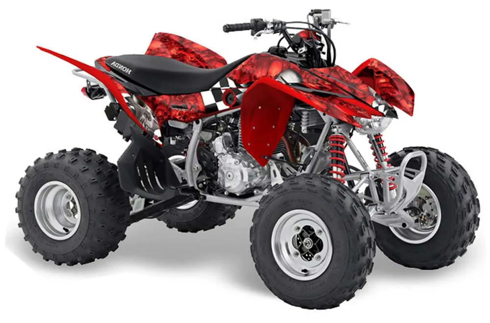 Honda TRX 400 EX ATV Graphic Kit - 2008-2016 Checkered Skull Silver