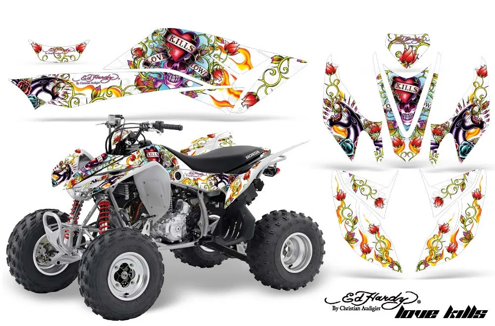 Honda TRX 400 EX ATV Graphic Kit - 2008-2016 Ed Hardy - Love Kills White
