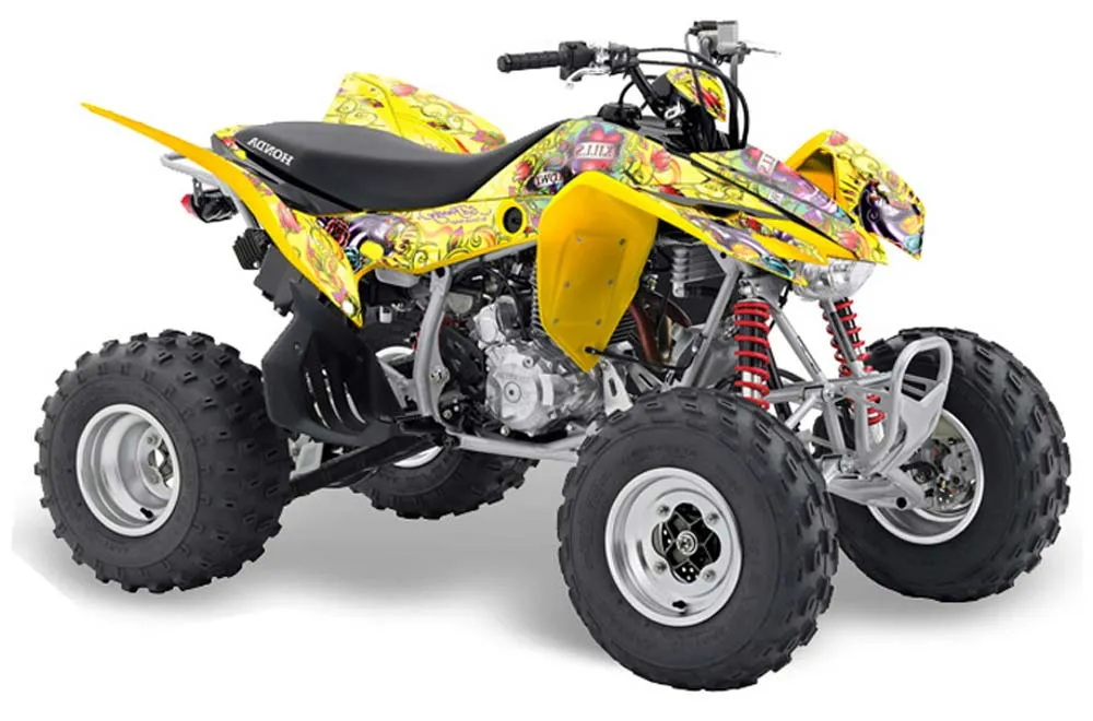 Honda TRX 400 EX ATV Graphic Kit - 2008-2016 Ed Hardy - Love Kills Yellow