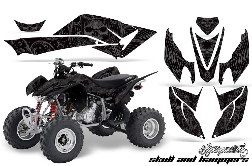 Honda TRX 400 EX ATV Graphic Kit - 2008-2016 Skulls and Hammers Silver