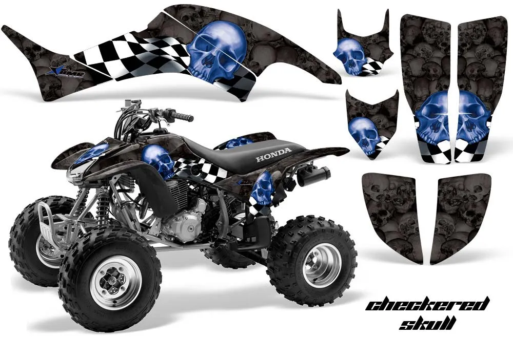 Honda TRX 400EX ATV Graphic Kit - 1999-2007 Checkered Skulls Blue