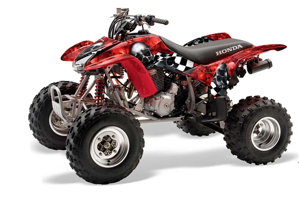 Honda TRX 400EX ATV Graphic Kit - 1999-2007 Checkered Skulls Red