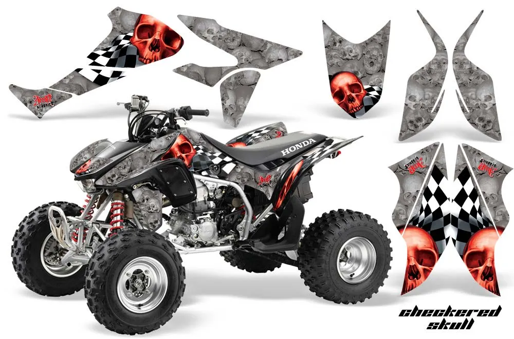Honda TRX 450R ATV Graphic Kit - 2004-2016 Checkered Skull Red