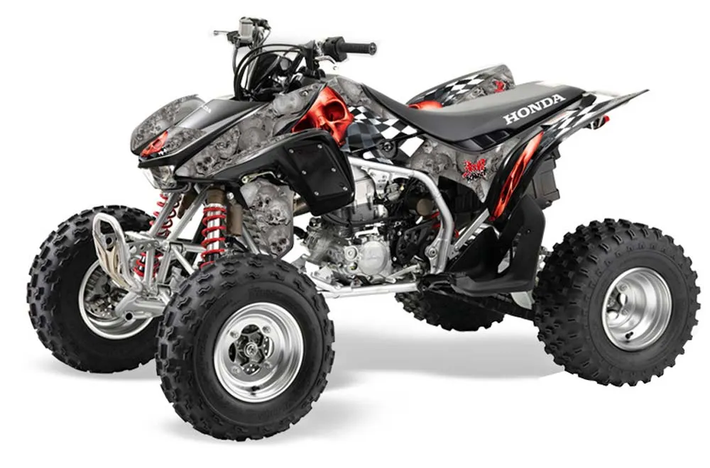 Honda TRX 450R ATV Graphic Kit - 2004-2016 Checkered Skull Red
