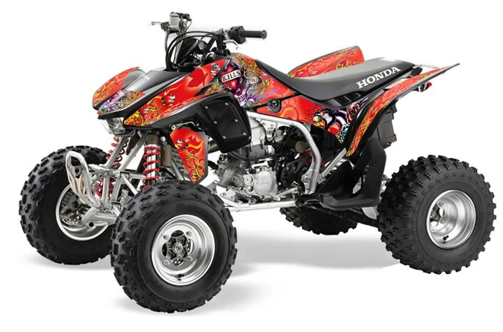 Honda TRX 450R ATV Graphic Kit - 2004-2016 Ed Hardy - Love Kills Red