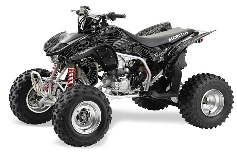 Honda TRX 450R ATV Graphic Kit - 2004-2016 Skulls and Hammers Silver
