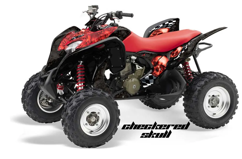 Honda TRX 700 XX ATV Graphic Kit - 2008-2015 Checkered Skull Red