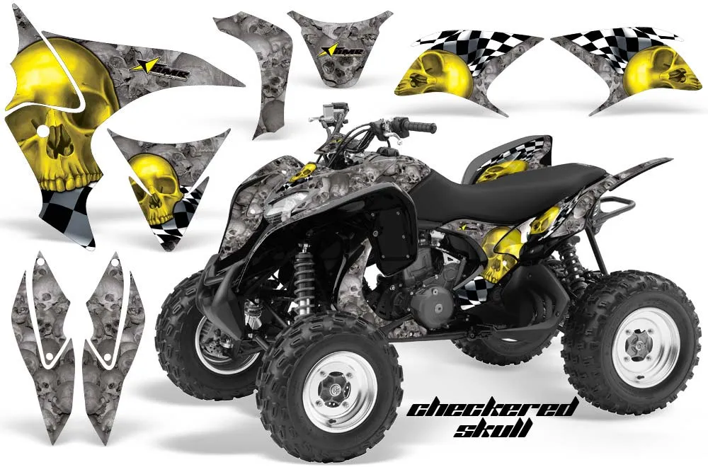 Honda TRX 700 XX ATV Graphic Kit - 2008-2015 Checkered Skull Yellow