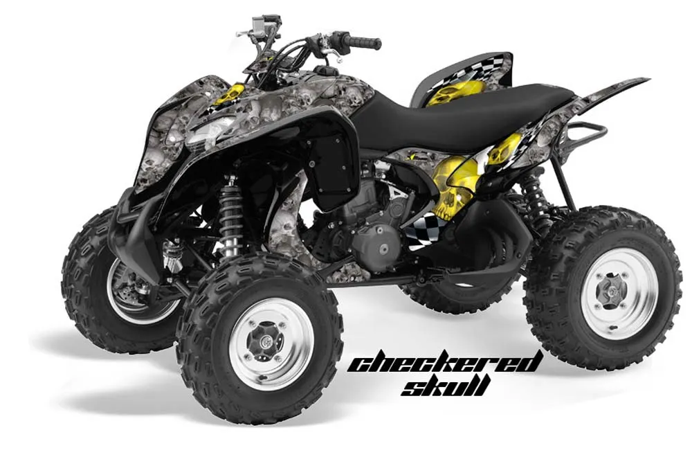 Honda TRX 700 XX ATV Graphic Kit - 2008-2015 Checkered Skull Yellow