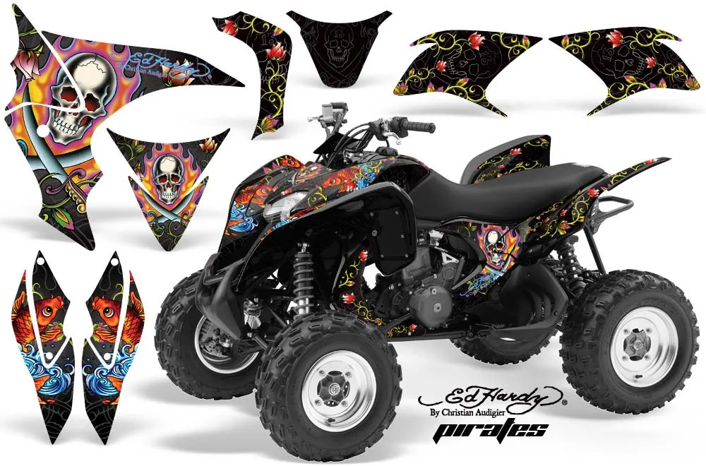 Honda TRX 700 XX ATV Graphic Kit - 2008-2015 Ed Hardy - Pirates Black