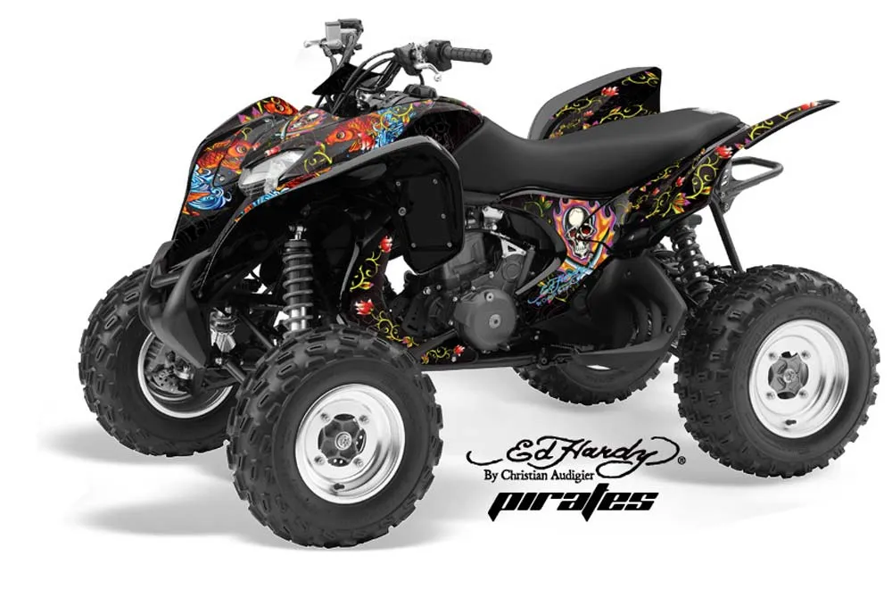 Honda TRX 700 XX ATV Graphic Kit - 2008-2015 Ed Hardy - Pirates Black