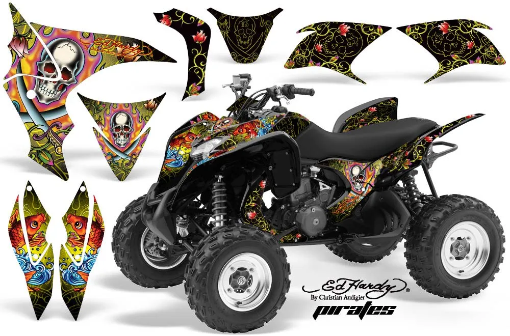 Honda TRX 700 XX ATV Graphic Kit - 2008-2015 Ed Hardy - Pirates Yellow