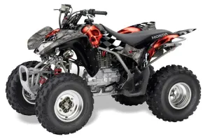 Honda TRX 250EX / 250R / 250X ATV Graphic Kit - 2006-2024 Checkered Skull Silver