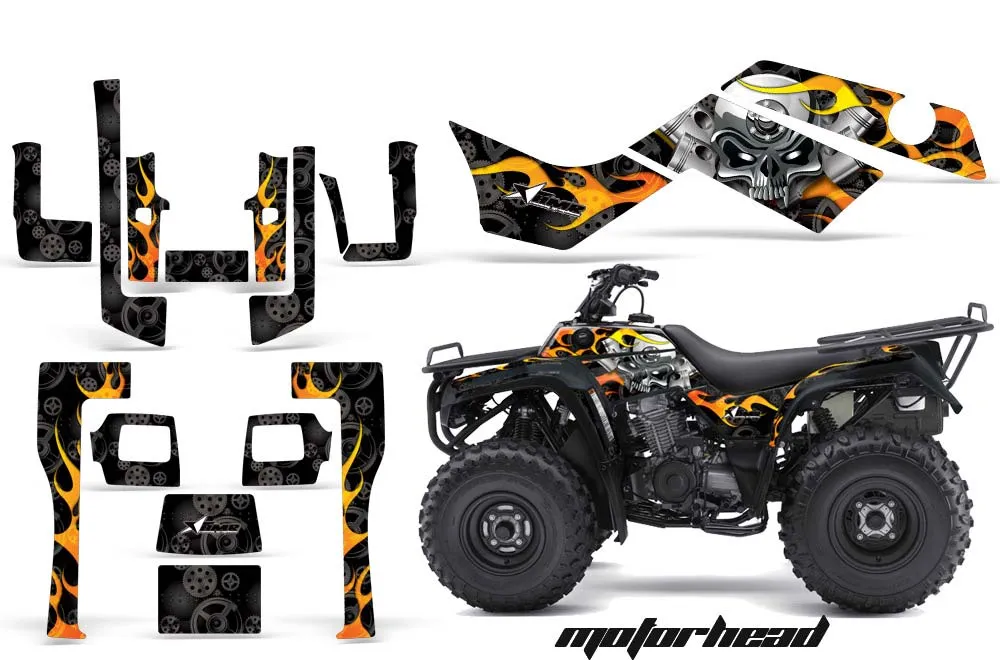 Kawasaki Bayou 220 / 250 / 300 ATV Graphic Kit - All Years Motorhead Black