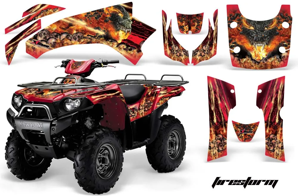 Kawasaki Brute Force 650i 4x4 ATV Graphic Kit - 2004-2012 Firestorm Red