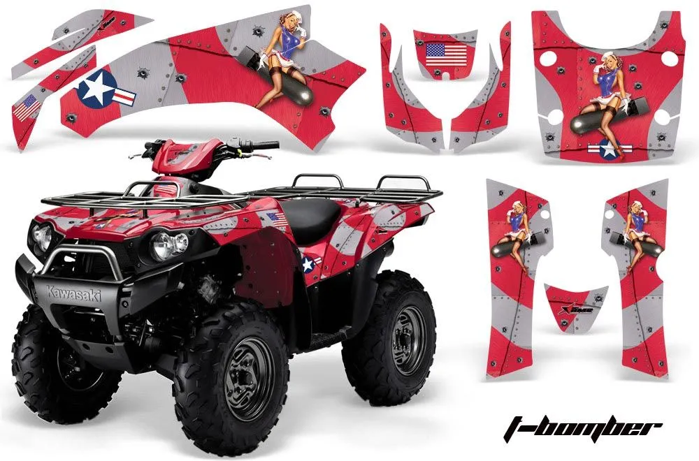 Kawasaki Brute Force 650i 4x4 ATV Graphic Kit - 2004-2012 T Bomber Red