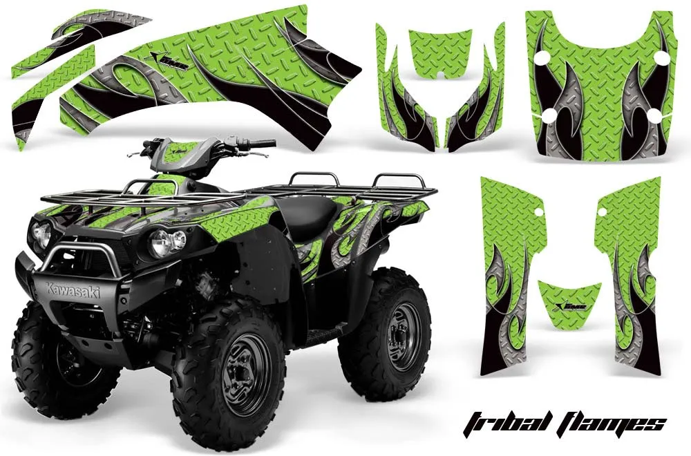 Kawasaki Brute Force 650i 4x4 ATV Graphic Kit - 2004-2012 Tribal Flames Black