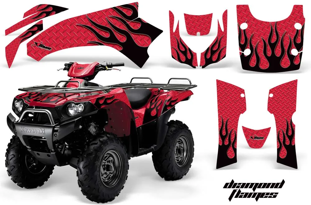 Kawasaki Brute Force 750 / 750i ATV Graphic Kit - 2005-2011 Diamond Flames Black