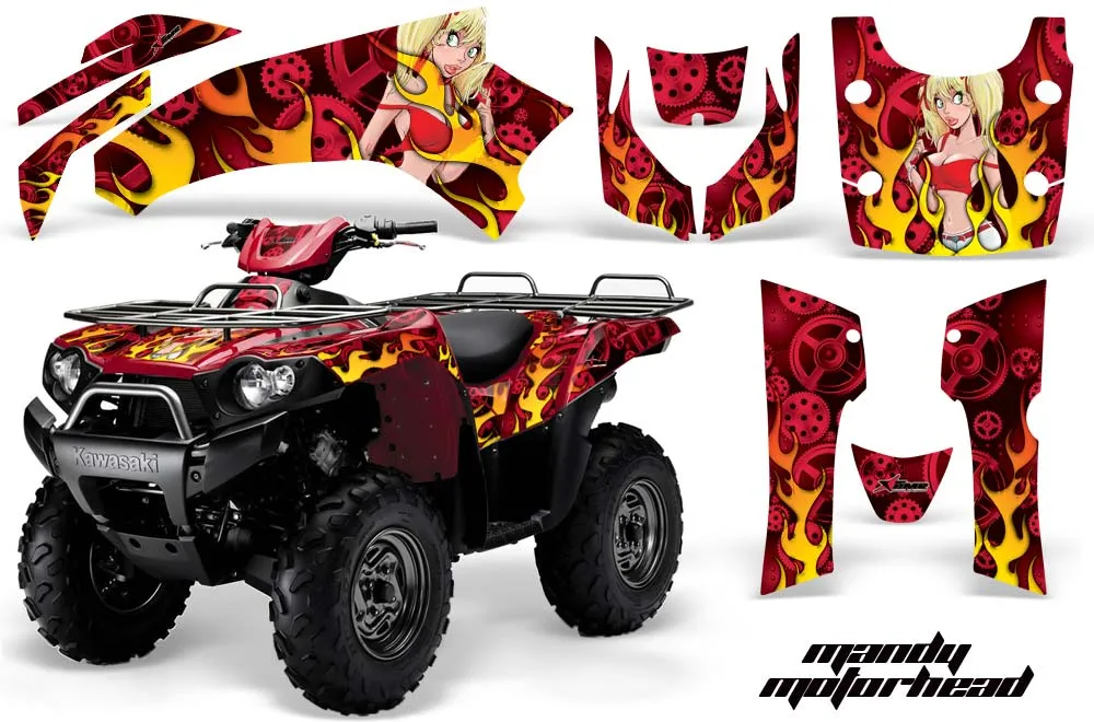 Kawasaki Brute Force 750 / 750i ATV Graphic Kit - 2005-2011 Motorhead Mandy Red