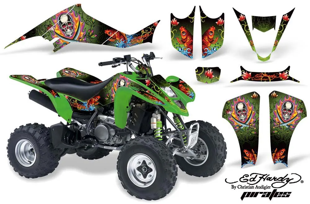 Kawasaki KFX 400 ATV Graphic Kit - 2003-2008 Ed Hardy - Pirates Green