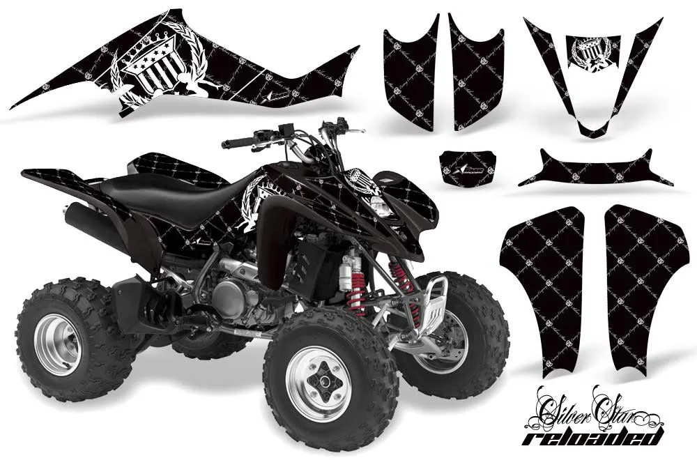 Kawasaki KFX 400 ATV Graphic Kit - 2003-2008 Silver Star - Reloaded Black