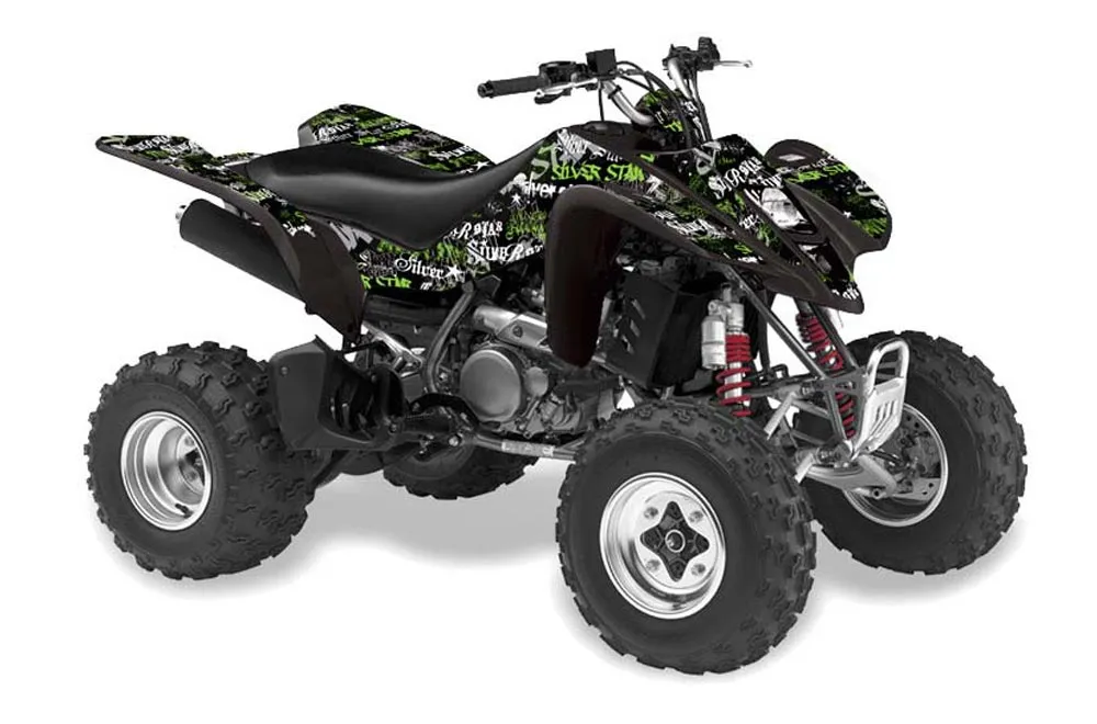 Kawasaki KFX 400 ATV Graphic Kit - 2003-2008 Silver Star - Silver Haze Black