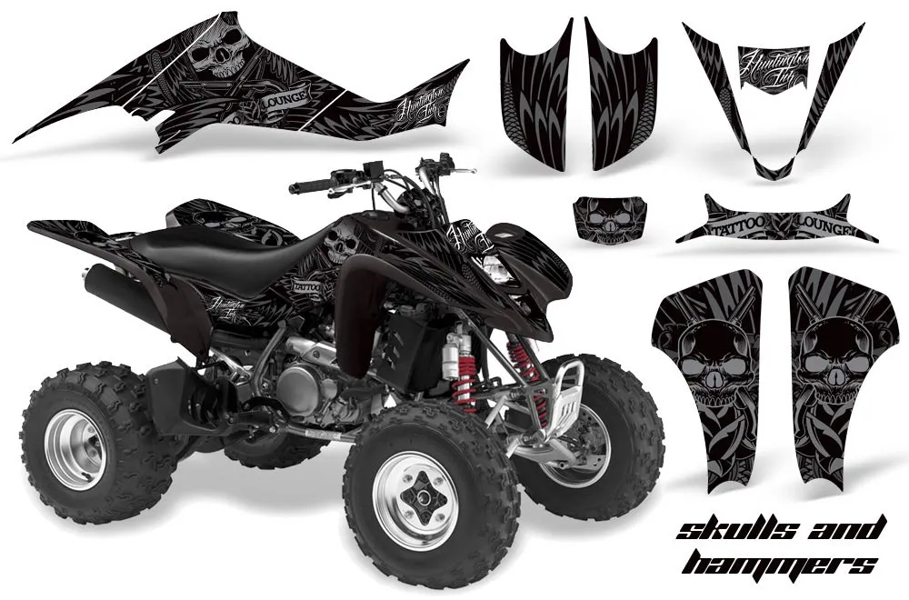 Kawasaki KFX 400 ATV Graphic Kit - 2003-2008 Skulls Hammer Silver