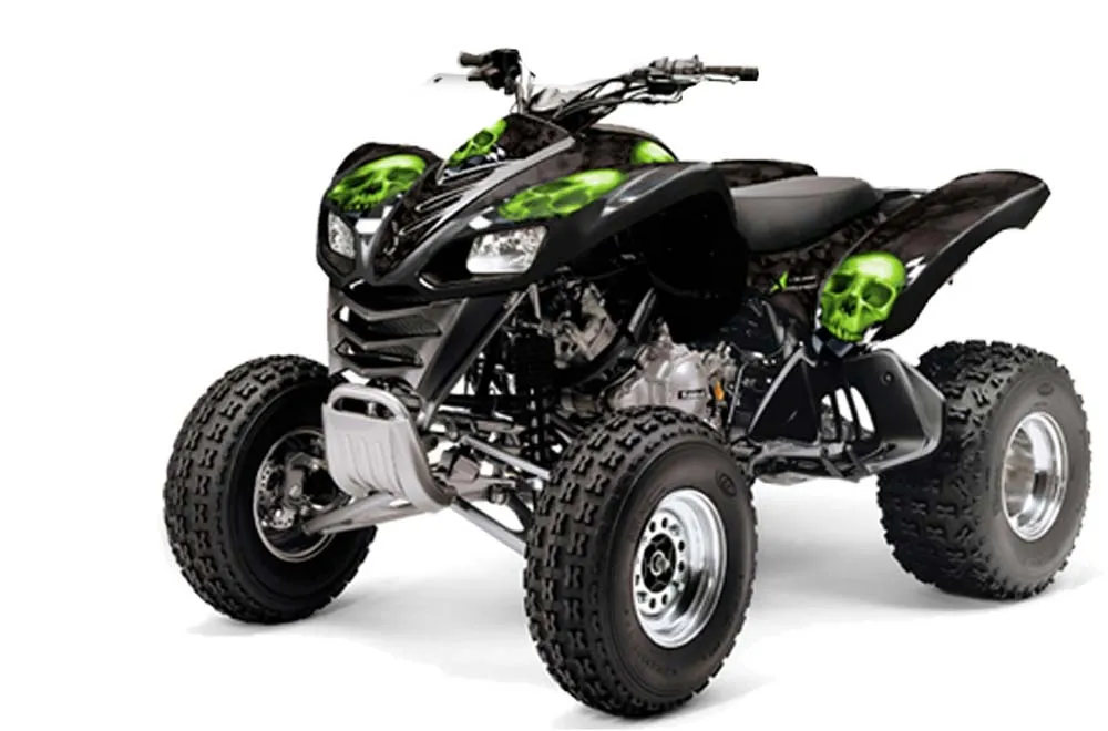 Kawasaki KFX 700 ATV Graphic Kit - 2004-2009 Checkered Skull Green