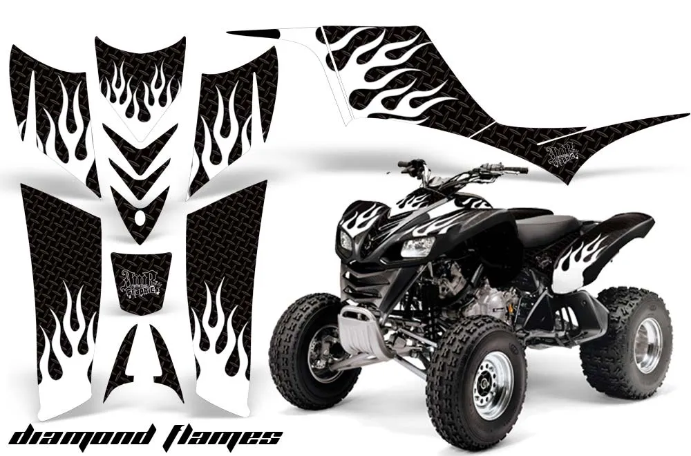 Kawasaki KFX 700 ATV Graphic Kit - 2004-2009 Diamond Flames White