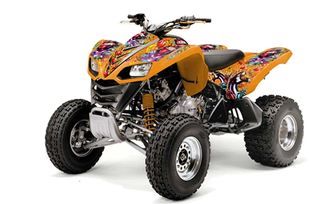 Kawasaki KFX 700 ATV Graphic Kit - 2004-2009 Ed Hardy - Love Kills Orange